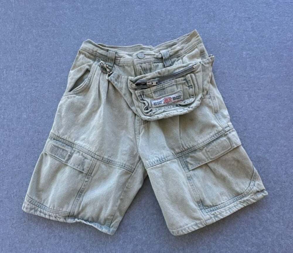 Vintage Jordache Cargo Shorts Size 29 Y2K Utility Denim Shorts w/ Zip Pouch